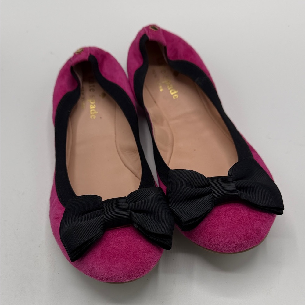Kate Spade Pink and Black Bow Flats